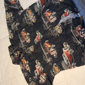 Hot Rod Allover Print Button Down Casual Shirt Size L Black